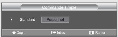 Commande simple Standard Personnel Dépl. Intro. Retour
