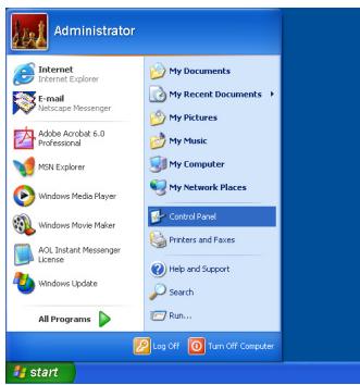 Administrator Internet Internet Explorer E-mail Netscape Messenger Adobe Acrobat 6.0 Professional MSN Explorer Windows Media Player Windows Movie Maker ACL Instant Messenger License Windows Update All Programs My Documents My Recent Documents > My Pictures My Music My Computer My Network Places Control Panel Printers and Fixes Help and Support Search Run... Log Off Turn Off Computer start