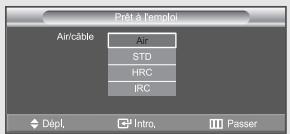 Prêt à l'emploi Air/cable Air STD HRC IRC Dépl. Intro. Passer