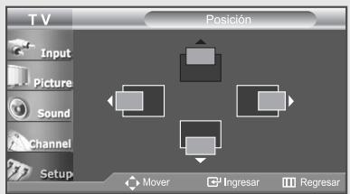 TV Posición Input Picture Sound Channel Setup Mover Ingresar Regresar
