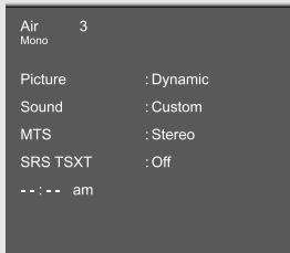 Air 3 Mono Picture : Dynamic Sound : Custom MTS : Stereo SRS TSXT : Off ---:-- am