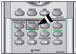 MTS S.MODE SRS P.MODE BNS3-0405A AUTO PROG ADD/DEL PC DNK SWIP SIZE POSITION REW STOP PLAY/PAUSE FF RESET BNS3-0405A