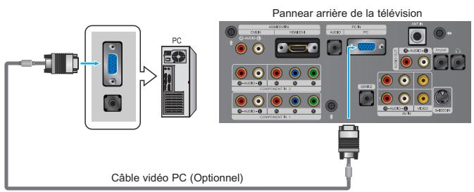 Pannear arrière de la télévision Câble vidéo PC (Optionnel)