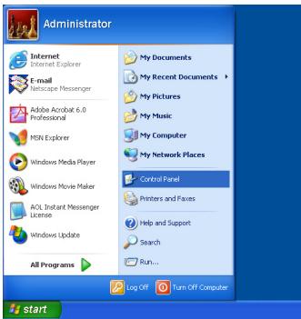 Administrator Internet Internet Explorer E-mail Netscape Messenger Adobe Acrobat 6.0 Professional MSN Explorer Windows Media Player Windows Movie Maker AOL Instant Messenger License Windows Update All Programs My Documents My Recent Documents > My Pictures My Music My Computer My Network Places Control Panel Printers and Fixes Help and Support Search Run... Log Off Turn Off Computer start