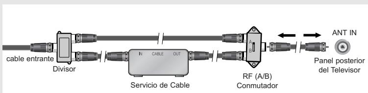 cable entrante Divisor IN CABLE OUT Servicio de Cable RF (A/B) Conmutador ANT IN Panel posterior del Telesior