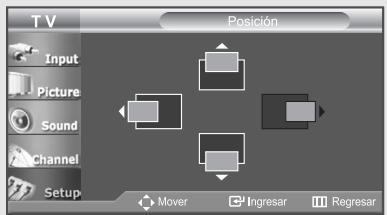 TV Posición Input Picture Sound Channel Setup Mover Ingresar Regresar