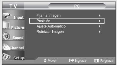 PC Fijar la Imagen Posición Ajuste Automático Reiniciar Imagen Mover Ingresar Regresar