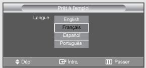 Prêta l'emploi Langue English Français Español Português Dépl. Intro. Passer