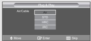 Plug & Play Air/Cable Air STD HRC IRC Move Enter Skip