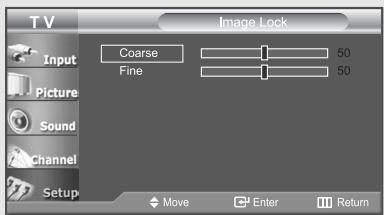 TV Image Lock Input Picture Sound Channel Setup Coarse Fine 50 50 Move Enter Return