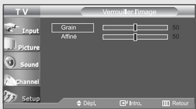 TV Verrouiller l'image Input Grain 50 Affiné 50 Picture Sound Channel Setup DépL Intro. Retour