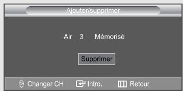 Alouter/supprimer Air 3 Mémorisé Supprimer Changer CH Intro. Retour