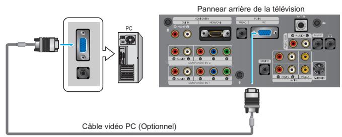 Pannear arrière de la télévision Câble vidéo PC (Optionnel)