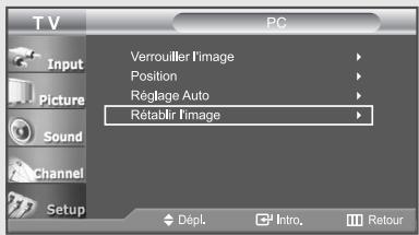 TV PC Input Picture Sound Channel Setup Verrouiller l'image Position Réglage Auto Rétablir l'image Dépl. Intro. Retour