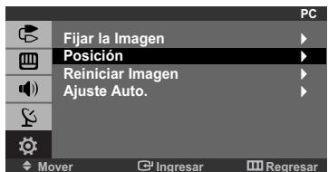 PC Fijar la Imagen Posición Reiniciar Imagen Ajuste Auto. Mover Ingresar Regresar