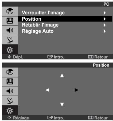 PC Verrouiller l'image Position Rétablir l'image Réglage Auto Dépl. Intro. Retour Position Réglage Intro. Retour
