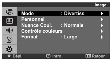 Mode : Divertiss Personnel Nuance Coul. : Normale Contrôle couleurs Format : Large