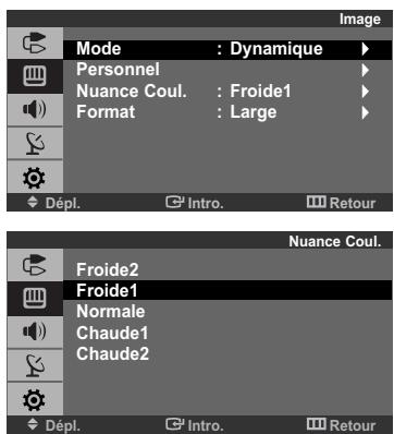 Image Mode : Dynamique Personnel Nuance Coul. : Froide1 Format : Large Dépl. Intro. Retour Nuance Coul. Froide2 Froide1 Normale Chaude1 Chaude2 Dépl. Intro. Retour