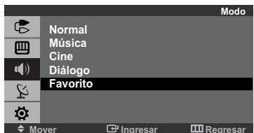 Modo Normal Música Cine Diálogo Favorito Mover Ingresar Regresar