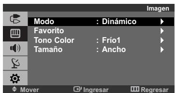 Imagen Modo : Dinámico Favorito Tono Color : Frío1 Tamaño : Ancho Mover Ingresar Regresar