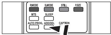 PMODE S.MODE STILL P.SIZE MTS SLEEP AUTO PROG. ADD/DEL CAPTION