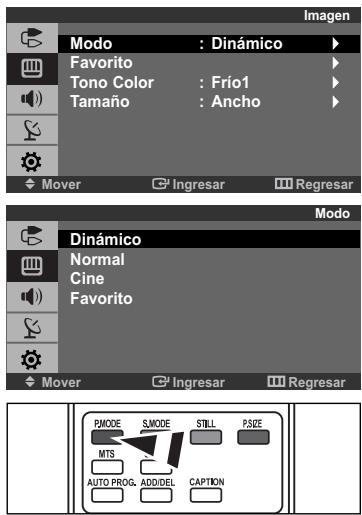 Imagen Modo : Dinámico Favorito Tono Color : Frío1 Tamaño : Ancho Mover Ingresar Regresar Modo Dinámico Normal Cine Favorito Mover Ingresar Regresar PMODE S/MODE STILL PSIZE MTS AUTO PROG. ADD/DEL CAPTION