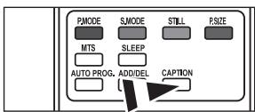 PMODE SJMODE STILL P.SIZE MTS SLEEP AUTO PROG. ADD/DEL CAPTION