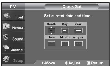 SAMSUNG LN-S2652D - Setting the Clock - 6