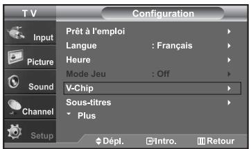 SAMSUNG LN-S2652D - Comment configurer les restrictions à l'aide des 'Français canadien' - 6