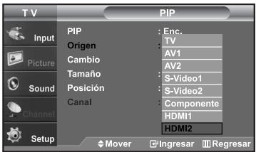 SAMSUNG LN-S2652D - Selección de una fuente de señal (A/V externo) para el modo PIP - 1
