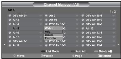 SAMSUNG LN-S2652D - Setting the Channel Manager - 5
