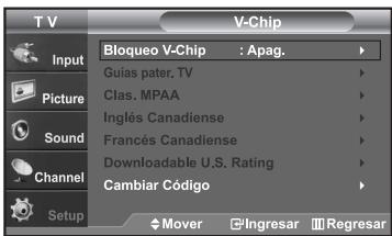 SAMSUNG LN-S2652D - Cómo activar/desactivar V-Chip - 3