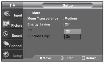 SAMSUNG LN-S2652D - Setting the Function Help - 2