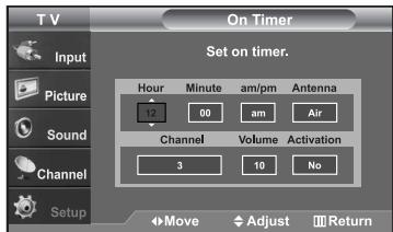 SAMSUNG LN-S2652D - Setting the On/Off Timer - 2
