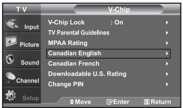 SAMSUNG LN-S2652D - How to Set up Restrictions Using the ‘Canadian English’ - 3
