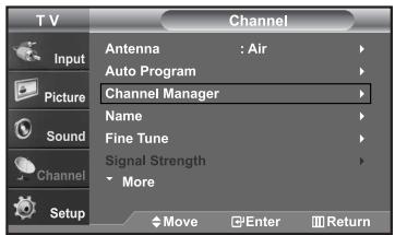 SAMSUNG LN-S2652D - Setting the Channel Manager - 1