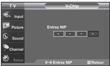 SAMSUNG LN-S2652D - Comment configurer les restrictions à l'aide des évaluations MPAA : G, PG, PG-13, R, NC-17, X, NR - 2