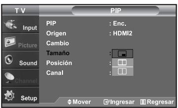 SAMSUNG LN-S2652D - Cambio del tamaño de la ventana PIP - 1