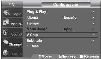 SAMSUNG LN-S2652D - Configuración de las restricciones mediante las clasificaciones MPAA: G, PG, PG-13, R, NC-17, X, NR - 1