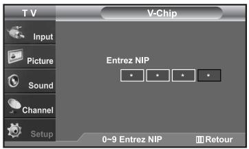 SAMSUNG LN-S2652D - Comment configurer les restrictions à l'aide des 'Français canadien' - 7