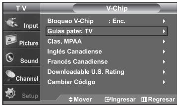SAMSUNG LN-S2652D - Configuración de Restricciones usando la sección “Guías pater. TV” - 3