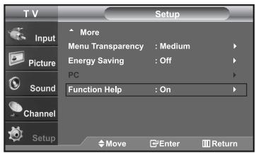 SAMSUNG LN-S2652D - Setting the Function Help - 1