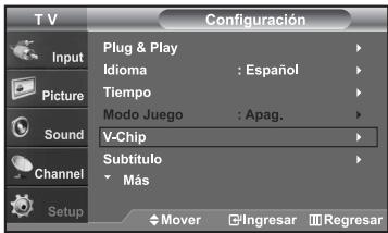 SAMSUNG LN-S2652D - Cómo activar/desactivar V-Chip - 1