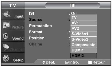 SAMSUNG LN-S2652D - Sélection d'un signal source (A/V externe) pour l'ISI - 1