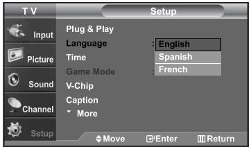 SAMSUNG LN-S2652D - Selecting a Menu Language - 2