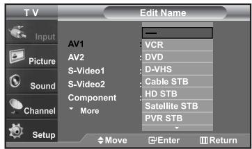 SAMSUNG LN-S2652D - To Edit the Input Source Name (depending on the model) - 3
