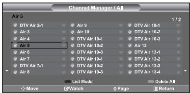 SAMSUNG LN-S2652D - Setting the Channel Manager - 6