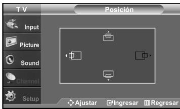 T V Input Picture Sound Channel Setup Posición Ajustar Ingresar Regresar