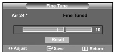 Fine Tune Air 24 ° Fine Tuned 10 Reset Adjust Save Return