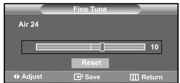 Fine Tune Air 24 10 Reset Adjust Save Return